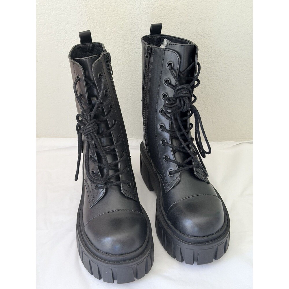 Current Mood Dolls Kill Black Combat Platform Boots Goth Alt NWOT Size 8 - Picture 2 of 7